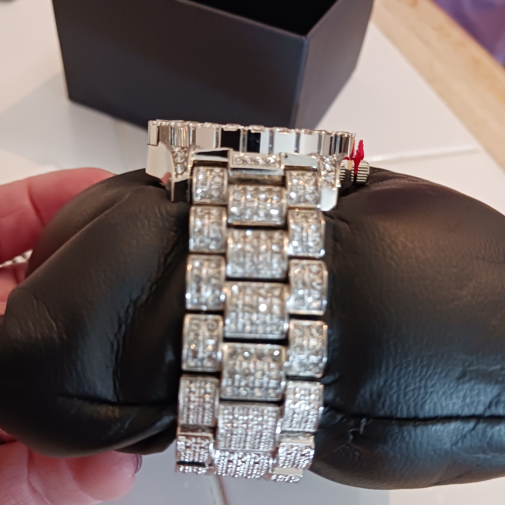 Silver Crystal Bracelet Watch with Purple Dial - Picture 3 of 5